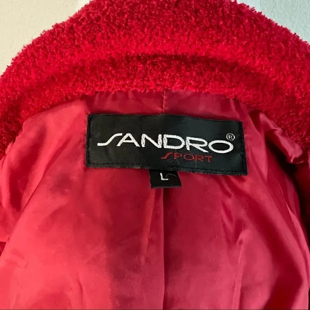 Sandro Sport Red Soft Textured Button Front Sweater Women's Large Pockets - Picture 7 of 7